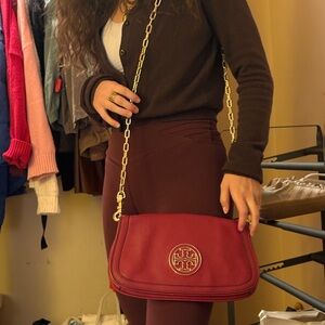 Tory Burch Red Shoulder Bag with Gold Chain
